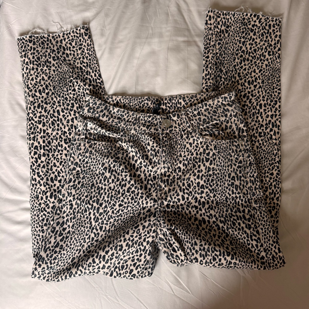 H&M Black and White Leopard Print Straight Leg Jeans